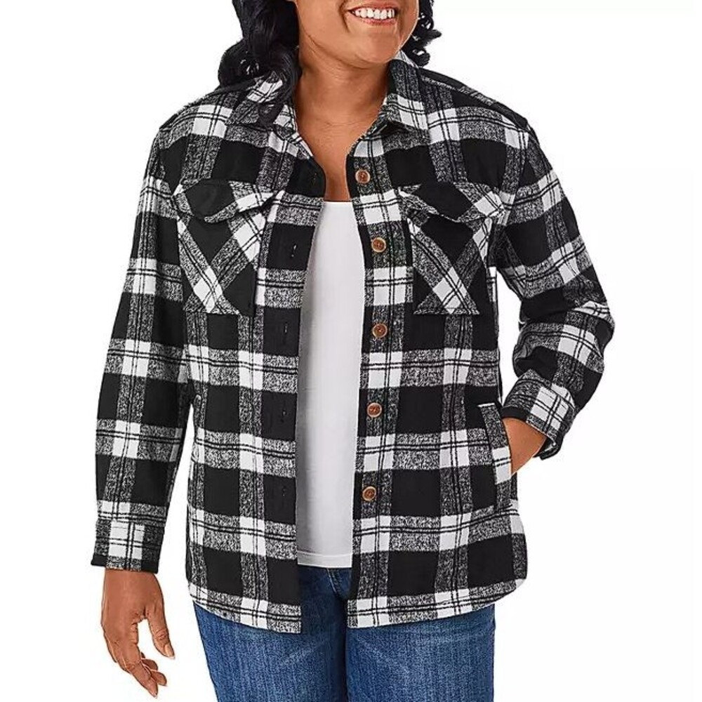 **VERY WARM** - Member's Mark Women's Relaxed Fit Button Front Plaid Shacket